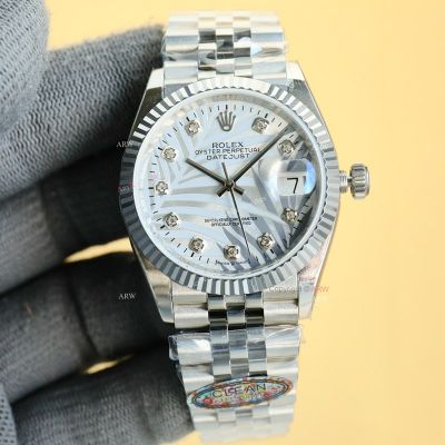 Clean Factory Rolex Datejust 2824 Silver Face Watch 36mm